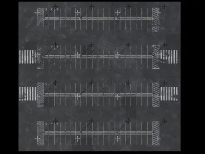 Parking Lot Scene with 4K and 8K textures Low-poly 3D model