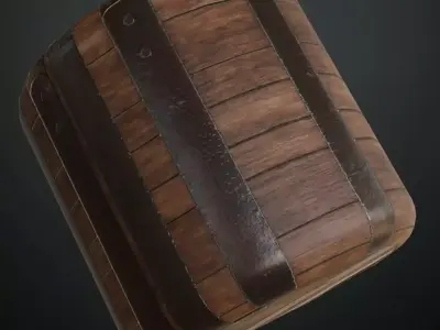 Vintage Iron-Hooped Oak Barrel Surface PB Texture