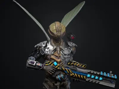 Fly sci fi Low-poly 3D model