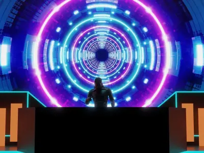 Sci-Fi Themed EDM Stage 3D Model 3D model