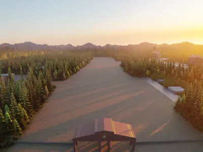 Military Base in the middle of the Jungle Low-poly 3D model