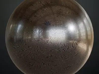 Hand-Forged Pattern-Welded Damascus Steel PBR Seamless Texture