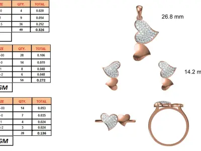 Light wt Ring Earrings Pendant set stl jcd 1-render details 3D print model 19