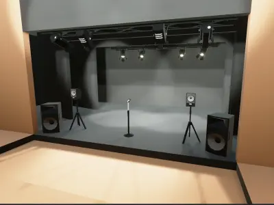 Concert Stage Hall Low-poly 3D model