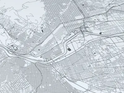 El Paso and Ciudad Juarez Road Network and Streets 3D model