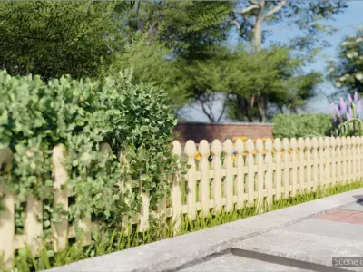 Garden fence Low-poly 3D model