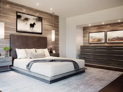 Realistic Interior Corona Bedroom Low-poly 3D model