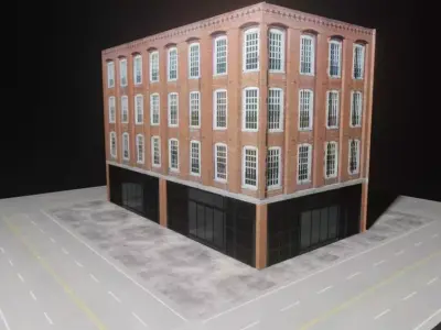 Building architectural-street Low-poly 3D model Low-poly 3D model