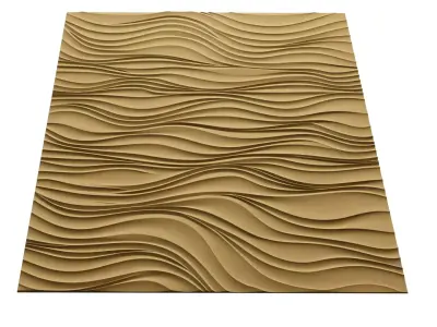 Modern Wave Decorative Relief Wall Decor Set STL Mural CNC 402 3D model