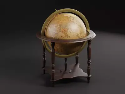 Vintage Floor Globe Low-poly 3D model