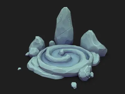 Stylized Spiral Stone Pool Low-poly 3D model