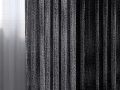 Animated curtain and tulle 1 3D model