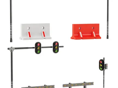 City Roads Props Set 1 Low-poly 3D model