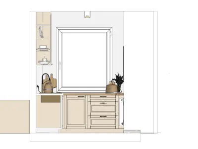 Beige classic kitchen 3D model