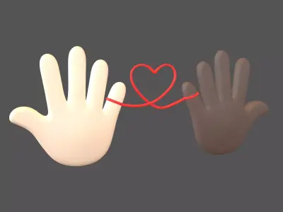 Hand with Red Line Icon v1 011 Low-poly 3D model