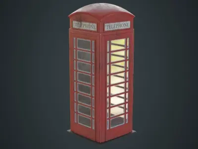 Phone Booth 1B Low-poly 3D model