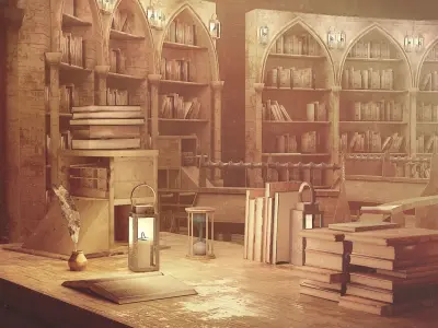 Medieval Library Model Pack Antique Low-poly 3D model