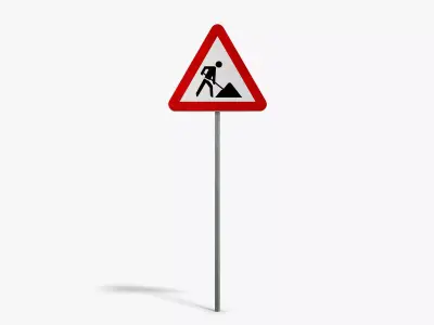 Road Work Sign Low-poly 3D model