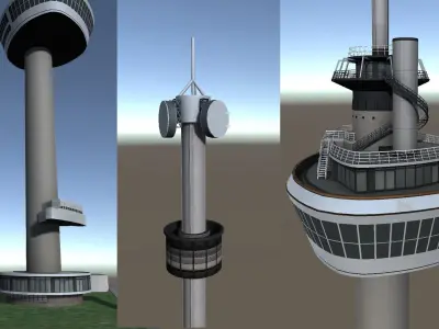 Euromast Tower Rotterdam 3d model low-poly Low-poly 3D model