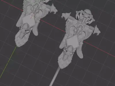 Space Viking wolves Banner 3D print model