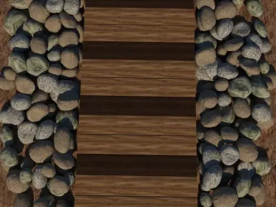 pebble and wooden road 3D model