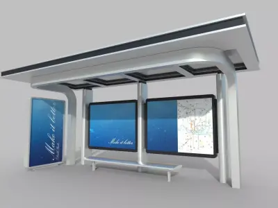 Bus Shelter 01 Low-poly 3D model