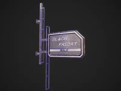 BlackFriday Neon signs Cyberpunk  PBR Game Ready model Low-poly 3D model