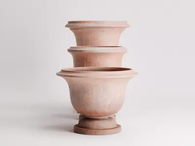 Terracotta Planters Set Low-poly 3D model