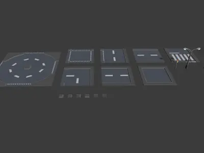 Modular Road Pack  Low-poly 3D model