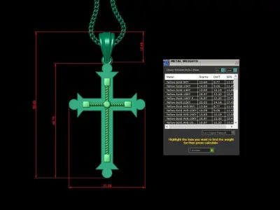 High Cross Pendant Light Gold 18K 4CP089 3D print model