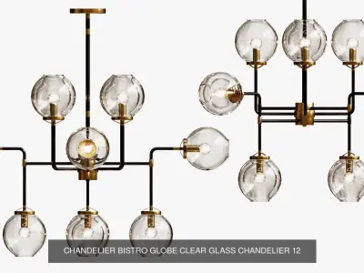 bistro globe clear glass chandelier 3D Model Pack