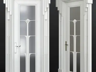 Doors low poly 3d model collection sliding door with glass pa... Low-poly 3D model