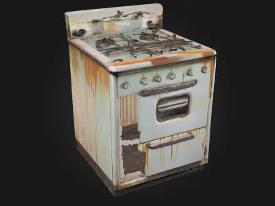 Rusty Vintage Stove  Aged Charm of Classic Cooking 3D model