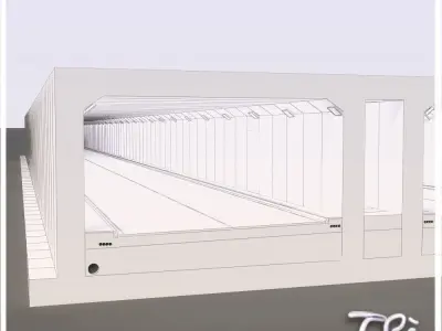 D TYPE DOUBLE TUNNEL SECTION 3D model