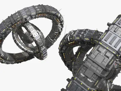  Rotating Space Station Ring System Animated Rigged for Maya 