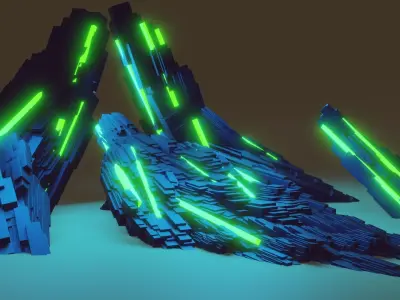 big ligthy rocks Low-poly 3D model
