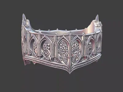 gothic scrollwork ring silver 3D print model