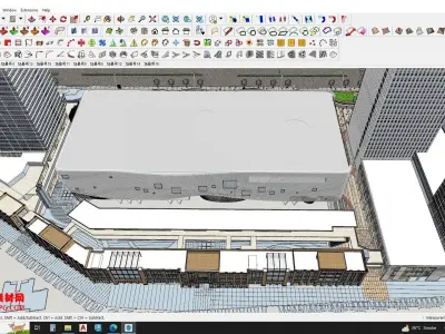 Hotel Building along with Shopping mall Sketchup model 3D model