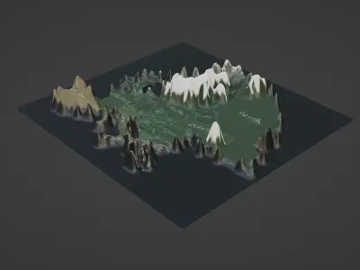 Europe Map Topography  Low-poly 3D model