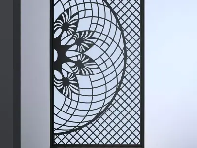 3d screen window with circular pattern Low-poly 3D model