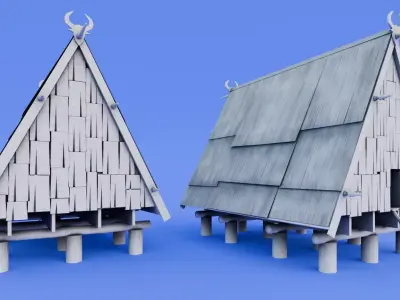 Traditional Houses - Rumah Tambi Low-poly 3D model