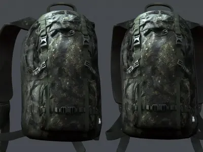 Backpack military combat Black baggage Low-poly 3D model