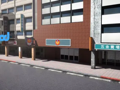 TW Street with Police Station 02 3D model