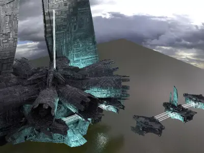 Halo Inspired Skyline Archways 3D model