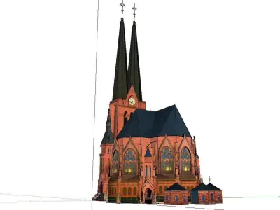 Architecture-Religion-God-Culture-Temple-032 church with two ... 3D model