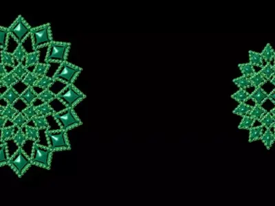 Pendant Set 7 emerald bead embroidery design 3D print model