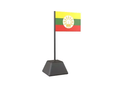 Flag of the State of Burma Stylized version v1 001 Low-poly 3D model