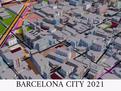 Barcelona City of Spain 3d model 2021 Low-poly 3D model