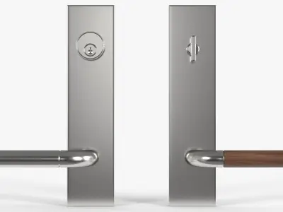 Tumalo Handle - Nickel with Walnut Lever Exterior Door Hardware 3D model