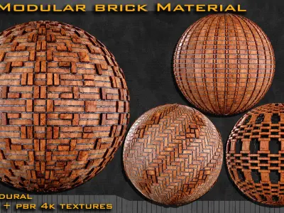 20 Modular brick Material Sbsar  4k texture maps Texture
